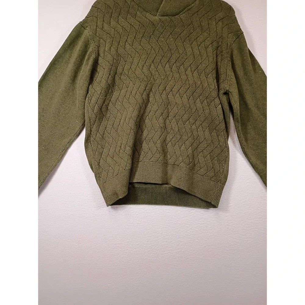 Grandpa Core Weatherproof Vintage Mens Medium Olive Green Shawl Collar Sweater